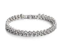 Bracelet - Swarovski - Plaqué Argent/Rhodium - Cristal - Blanc - Largeur 0.5 cm - Longueur 17 cm