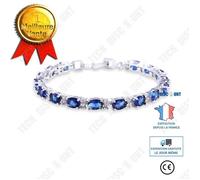 Bracelet - TD® - Bracelet en cristal saphir - Plaqué platine - Zircone cubique - Bleu