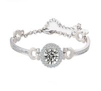 Bracelet - TD® - Charms en Cristal - Plaqué Argent 925 - Strass Blanc - Femme