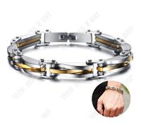 Bracelet - TD® - Hommes - Acier Titane - Or et Argent - Manchette Durable