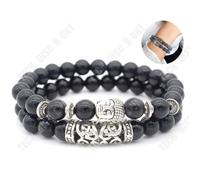 Bracelet - TD® - Lot de 2 - Pierre de Nenju - Mixte - Gris - 18,20 cm