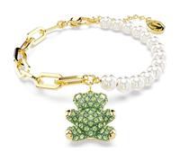 Bracelet Teddy, Perle de cristal, Ours, Vert, Doré à l’or 18 carats (750/1000) OS