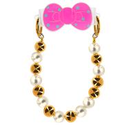 Bracelet Téléphone perle dorée et blanche Clip Design Nœud papillon