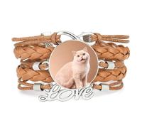 Bracelet Tendance Ajustable En Cuir Tressé Creamy Cat Fantastic Creative L