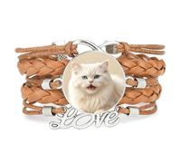 Bracelet Tendance Ajustable En Cuir Tressé Creamy Cat Infinity Fantastic L