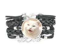 Bracelet Tendance En Cuir Tressé Ajustable Creamy Cat Fantastic Unique Lov