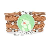 Bracelet Tendance En Cuir Tressé Creamy Cat Fantastic Love, Ajustable, Sty | Multistrat,Punk,Bracelet,Fait main,Offre,Bangle,Accessoire,Amie,Amoureux,Ethnique,Amitié,Anniversaire,Noël,Musique,Art