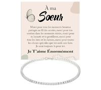 Bracelet Tennis Chère Sœur Argent Sterling 925 avec Pierres blanches de Zircone Anniversaire Idées Cadeaux pour elle Cadeau Noël - Coffret avec DÉDICACE inclus (Bracelet Sœur Tennis 1)