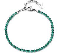 Bracelet tennis en acier avec zircon vert Desideri BEI101