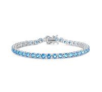 Bracelet tennis en argent sterling 925 massif avec zircons saphir rubis améthyste émeraude mariage romantique nuptiale bijoux cadeau pour femme fille homme - largeur 4 mm, longueur 19,5 cm, Larghezza