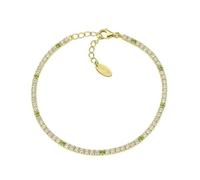 Bracelet Tennis Femme Amen Bt7golb16 - Acier Doré Avec Cristaux Blancs Et Zircons Verts