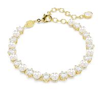 Bracelet Tennis Matrix, Perle de cristal, Taille ronde, Blanc, Doré à l’or 18 carats (750/1000) OS
