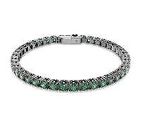 Swarovski Bracelet Tennis Matrix, coupe ronde, vert, plaqué ruthénium, XL, Cristal, Pas de pierre précieuse