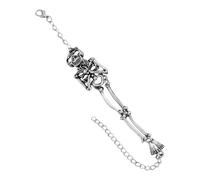 Bracelet tête de mort - Bijoux à maillons de chaîne en strass rose, accessoire de poignet à breloque squelette, ornement de style gothique scintillant, bracelet réglable | Cadeau de mode tendance pour