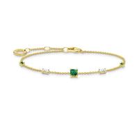 THOMAS SABO A2059-971-7-L19V Bracelet pour femme en argent sterling 925 plaqué or jaune 750 avec pierres vertes et blanches Longueur 16-19 cm, 16-19 cm, Argent sterling Or jaune, Oxyde de zirconium