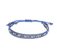 Bracelet Tissé,2Pcs Boho Beach Bracelet Casual Bleu Foncé Fait À La Main Bracelets Tissés Perles De Cristal Colorées Bracelet D'Amitié Bracelets De Charme Réglables pour Femmes Hommes