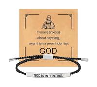 Bracelet tissé à la main - Breloque « God Is In Control » Chrétien inspirant | Bijoux de poignet réglables Faith Bracelet fait main pour anniversaire, Noël, adolescents, jeunes, filles, garçons