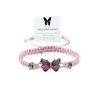 Bracelet tissé à la main pour couple avec papillon - Cadeau d'anniversaire - Bijoux athlétiques pour homme et femme, taille unique, Coton, Pas de gemme