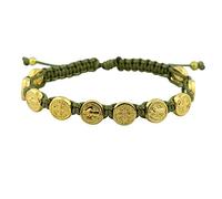 Bracelet tissé avec 10 médailles de Saint Benoît | Cadeau catholique idéal pour première communion et confirmation | Réglable pour un ajustement confortable | Accessoire religieux élégant, Sans pierre précieuse