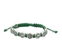 Bracelet tissé avec 10 médailles de Saint Benoît | Cadeau catholique idéal pour première communion et confirmation | Réglable pour un ajustement confortable | Accessoire religieux élégant, Pierre précieuse, Sans pierre précieuse