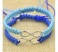 Bracelet Tissé,Bleu Clair Bleu Foncé Cire Coton Cordon Corde À La Main Bracelet Ensemble Breloque Tressage Réglable Signe De L'Infini Exquis Rétro Hommes Femmes Amitié Couples Bracelets Bijoux