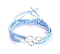 Bracelet Tissé,Bleu Clair Cire Coton Cordon Corde À La Main Bracelet Ensemble Breloque Tressage Réglable Signe De L'Infini Exquis Rétro Hommes Femmes Amitié Couples Bracelets Bijoux Cadeau