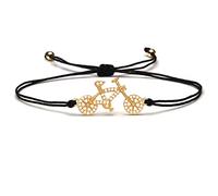 Bracelet Tissé, Bracelet D'Amitié De Vélo Gravé À La Main Tissé À La Main Bracelets Porte-Bonheur Noir Premium Zircon Réglable Charme Doré Creux Bracelets Homme Femme Riders