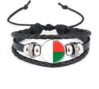 Bracelet Tissé Drapeau Madagascar - Bracelet De Couple De Bracelet Tressé en Cuir Réglable Punk Unisexe, Nouveauté Bijoux Patriotiques Accessoires Charme Cadeau De Fin D'Études Chic,Ajustable