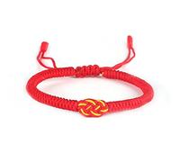 Bracelet Tissé, Fait À La Main Rouge Jaune Infinity Love Bracelet Porte-Bonheur Réglable Multicolore Amulette Tibétaine Noeud Charme D'Amitié pour Hommes Femmes Couple