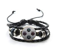 Bracelet Tissé Mince Cordes,Contrôleur De Jeu Vidéo Punk Réglable Multicouche Tricoté À La Main Noir Rétro Bracelets en Cuir Bijoux Légers Cadeau De Noël Couple Amis Meilleur Cadeau Hommes Femmes