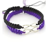 Bracelet Tissé,Noir Violet Cire Coton Corde Corde À La Main Bracelet Ensemble Charme Tressage Réglable Infinity Signe Exquis Rétro Hommes Femmes Amitié Couples Bracelets Bijoux Cadeau