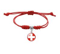 Bracelet Tissé Réglable Drapeau Suisse - Tendance Corde Rouge Bracelet Tressé Souvenir Badge Patriotique Bijoux, Unisexe Vintage Pendentif Bracelets Charme Chic Accessoires Cadeau, Réglable
