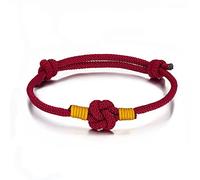 Bracelet Tissé, Réglable Noeud Chinois Bracelet Tibétain Multicolore Tissé Bordeaux Rouge Jaune Bracelets Porte-Bonheur Fait À La Main Charme Ethnique Bracelets De Yoga Femmes Hommes Cadeau