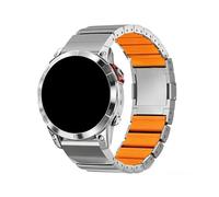 Bracelet titane Silicone à dégagement rapide 22mm 26mm Pour Garmin Fenix 8 7X 7 6X 6 Pro 5X 5 Plus Tactix8 7pro Bracelet de remplacement(Silver+Orange,22mm MARQ series)