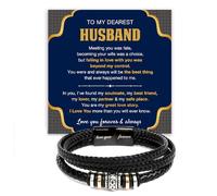 Bracelet « To My Husband » de la part de sa femme, bracelet en cuir tressé Love You Forever Cadeau pour lui, mari, petit ami, mariage, Saint-Valentin, Noël, anniversaire avec message sincère et boîte
