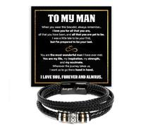 Bracelet « To My Man » en cuir tressé « Love You Forever » - Cadeau de mariage, de Saint-Valentin, de Noël, d'anniversaire avec message sincère et boîte élégante pour lui, Love You Forever Bracelet