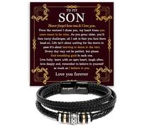 Bracelet « To My Son » en cuir tressé « Love You Forever » de la part du père et de la mère, cadeau significatif pour homme avec message sincère et boîte élégante pour anniversaire, remise de diplôme