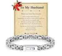Bracelet « To My Son/Man/Husband » : 6,2 mm de largeur 20,8/21,8/23,4 cm en acier inoxydable, chaîne byzantine, cadeau d'anniversaire, de Noël, cadeau de Thanksgiving pour lui, petit ami, carte et