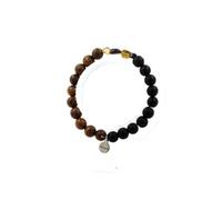 Bracelet multicolore en tourmaline du Brésil + perles d'onyx noires mates + bois 8 mm