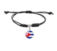 Bracelet Tressé avec Drapeau De Cuba - Bracelet Tissé Réglable en Couches, Bijoux Patriotiques, Bracelet De Couple, Breloque Unisexe Chic, Pendentif Badge Drapeau National, Souvenir, Cadeau De REM