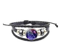 Bracelet Tressé Avec Signes Lumineux Du Zodiaque, 12 Constellations, Bracelets Noirs Du Zodiaque, Sagittaire, Scorpion, Taureau, Vierge, Bijoux D'Anniversaire, Cadeaux Pour Femmes Et Hommes, Lion, 2