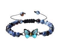 Bracelet Tressé En Cristal De Guérison En Pierre D'Agate De Feu De Lapis Lazuli Naturel Pour Femmes, Bracelet De Pierres Précieuses De Chakra Papillon Bleu, Bracelet De Charme De Yoga Réglable P