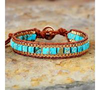 Bracelet tressé en Cuir Turquoise Africain Fait Main pour Femme