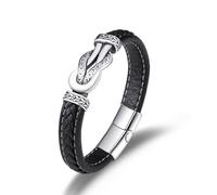 Bracelet Tressé Noir Vintage Avec Fermoir Magnétique