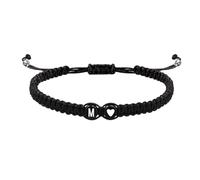Bracelet tressé réglable en forme de cœur fait main pour homme et femme en commençant par des lettres, taille unique, Acétate, Pas de gemme