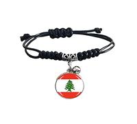 Bracelet tressé réglable en nylon avec motif drapeau du Liban - Bracelet souvenir tendance fait à la main pour homme et femme pour un jour spécial