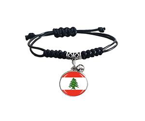 Bracelet tressé réglable en nylon avec motif drapeau du Liban - Bracelet souvenir tendance fait à la main pour homme et femme pour un jour spécial