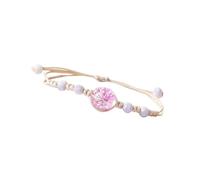 Bracelet tressé réglable fait à la main en céramique et perles en verre et cordon ciré