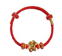 Bracelet tressé rouge pour le Nouvel An 2026, tissé à la main réglable avec breloque cheval doré porte-bonheur pour femme et homme, cadeau du Nouvel An chinois, taille unique, Zinc, Pas de gemme