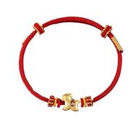 Bracelet tressé rouge pour le Nouvel An 2026, tissé à la main réglable avec breloque cheval doré porte-bonheur pour femme et homme, cadeau du Nouvel An chinois, taille unique, Zinc, Pas de gemme